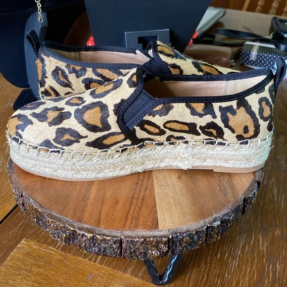 Sam Edelman Carrin Lepoard Print Calf Hair Platform Espadrille Loafers Size 6 - Picture 6 of 10